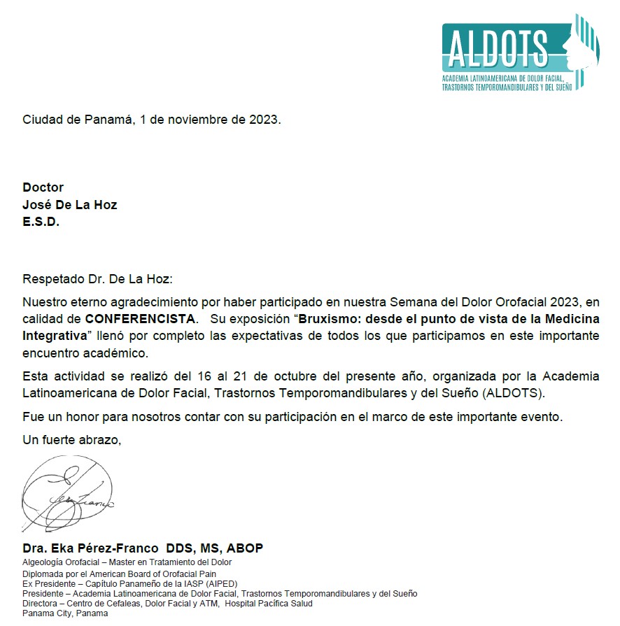 Doctor José Luis De La Hoz conferencista ALDOTS